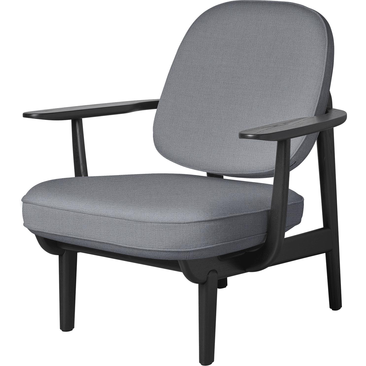 Fritz Hansen JH97 Fred Lounge Chair Black Dyed Ash, Light Grey