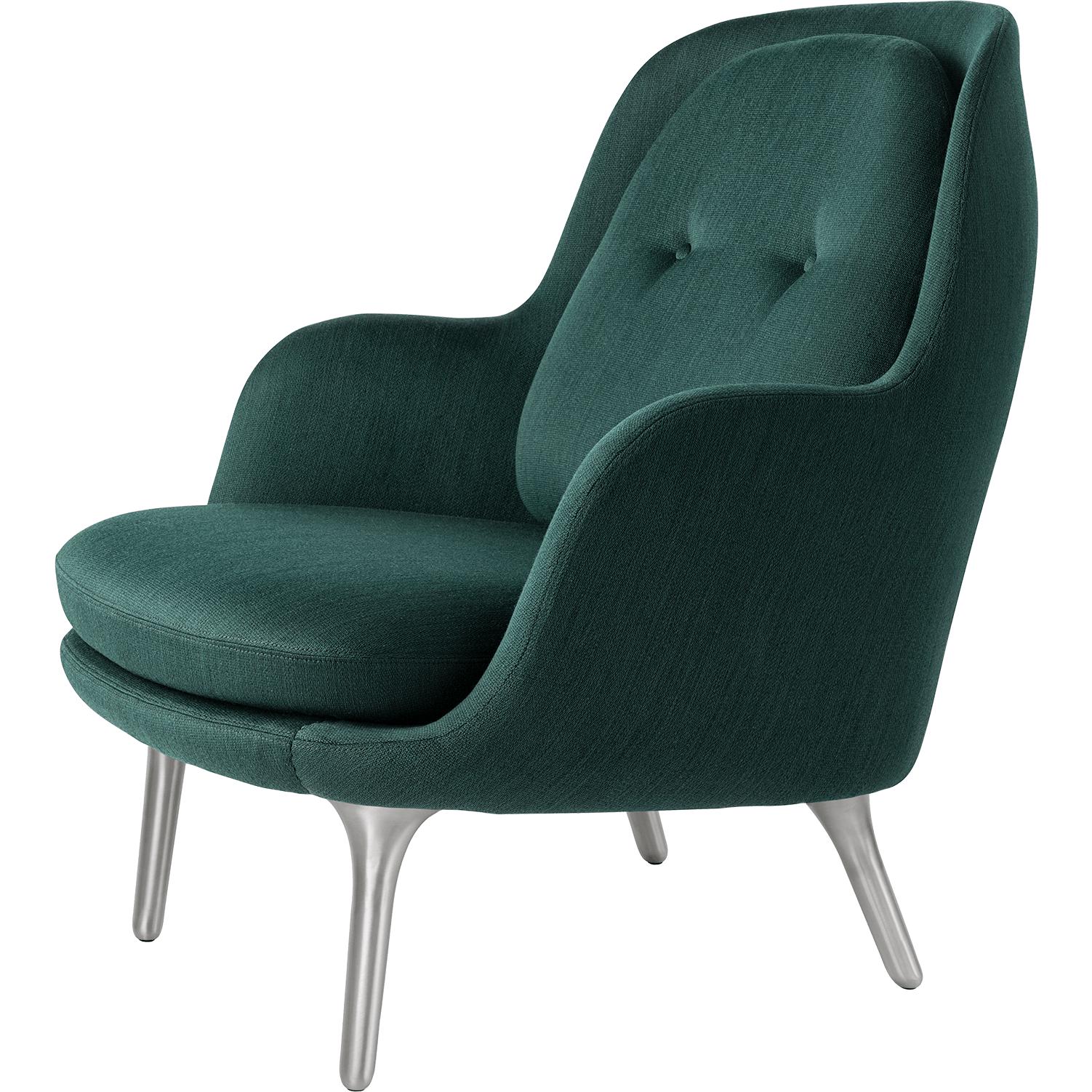 Fritz Hansen Fre lounge stol aluminium, balder mørkegrøn