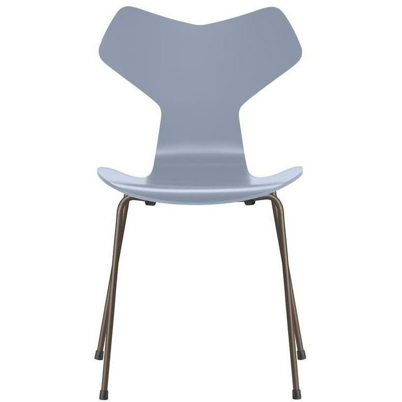 Fritz Hansen Grand Prix Chair Lacked Lavender Blue Bowl, Brown Bronze Base