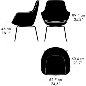 Fritz Hansen Kleine giraf fauteuil chroom base lederen gratie, walnoot