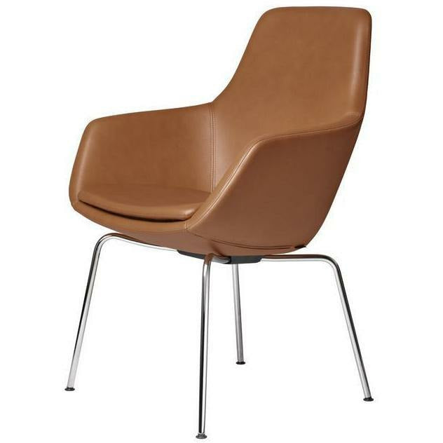 Fritz Hansen Petite girafe fauteuil chromée de base en cuir Grace, noix