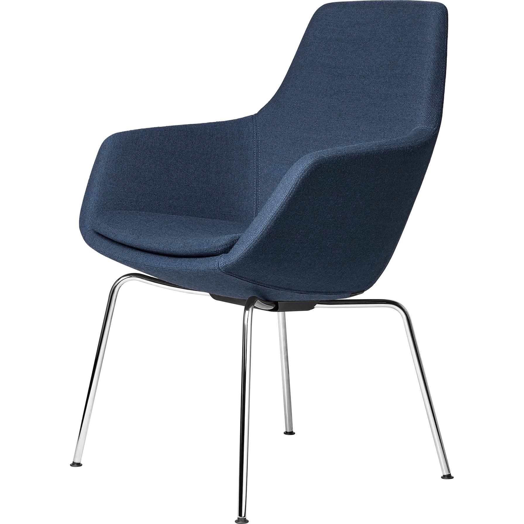 Fritz Hansen Petite capture de tissu de base chromée de fauteuil chromé, bleu