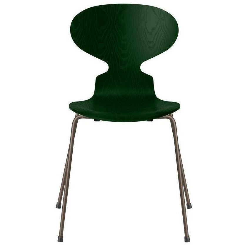 Fritz Hansen Ant sedia tinta di cenere evergreen ciotola, base di bronzo marrone