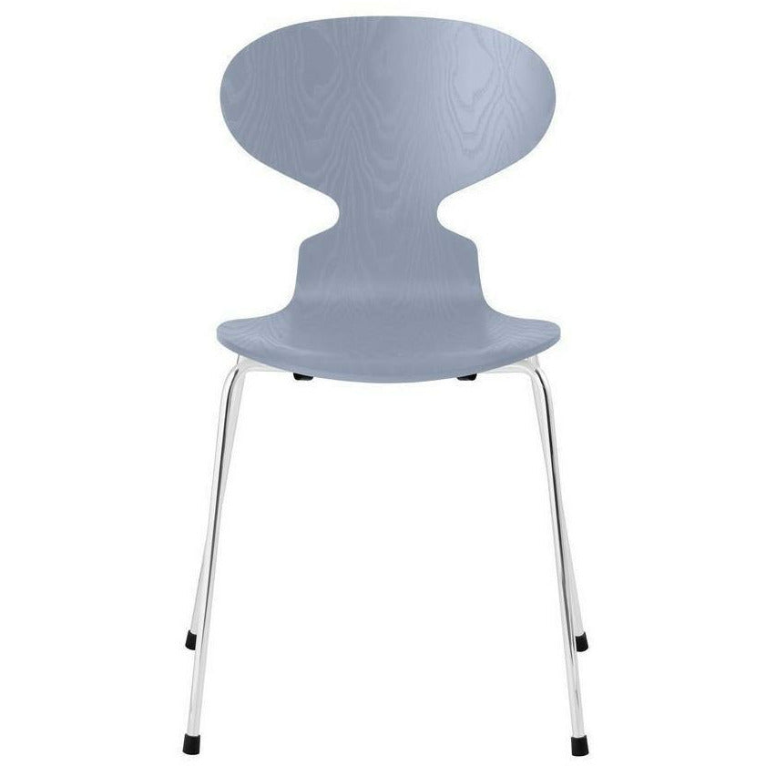 弗里茨·汉森蚂蚁椅彩色灰薰衣草蓝色碗，镀铬钢底座