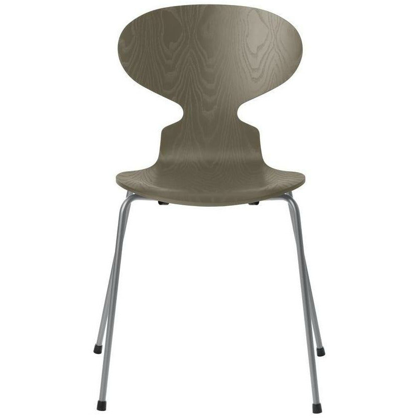 弗里茨·汉森蚂蚁椅染灰橄榄绿碗，银灰色底座