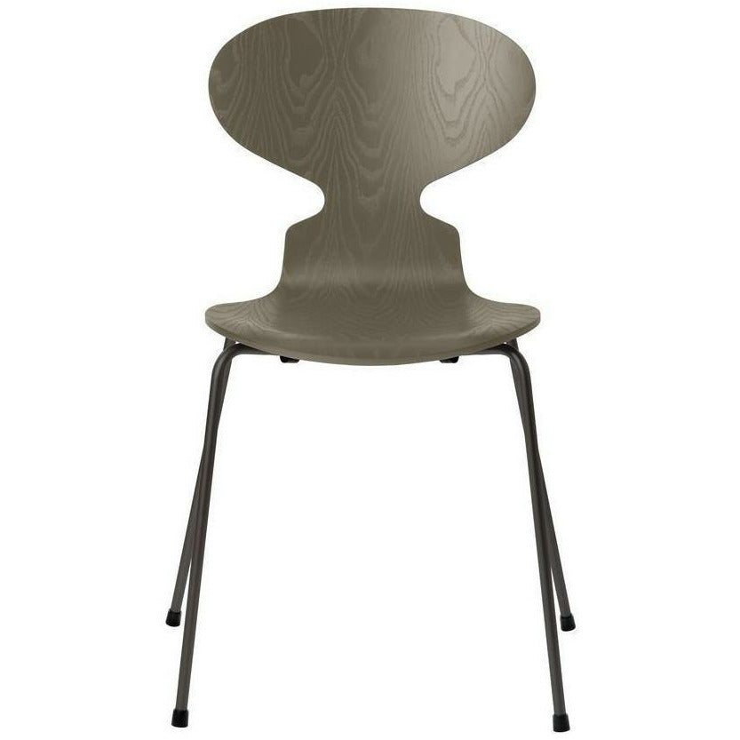 弗里茨·汉森蚂蚁椅彩色灰橄榄绿碗，温暖的石墨底座