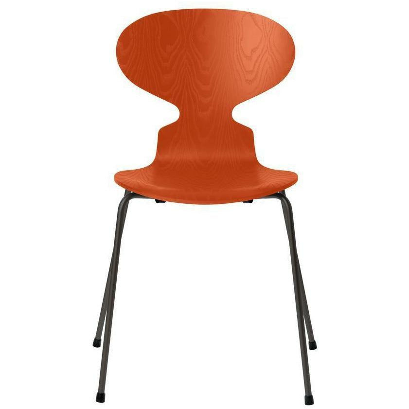 弗里茨·汉森蚂蚁椅有色灰烬天堂橙碗，温暖的石墨底座