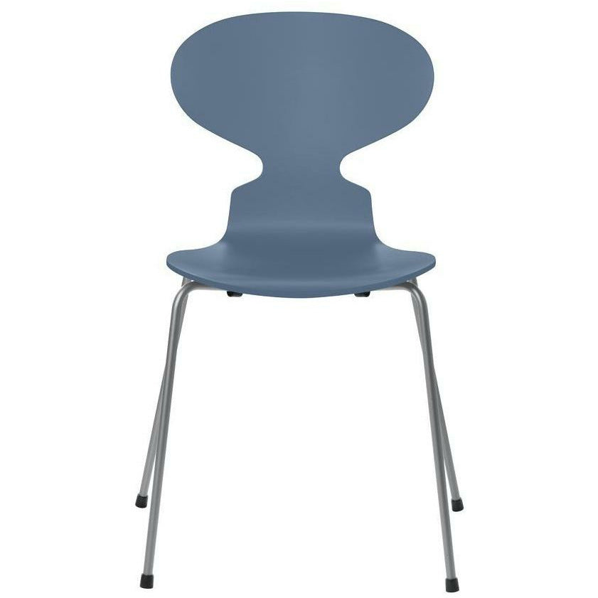 弗里茨·汉森蚂蚁椅漆的黄昏蓝色，银灰色基地
