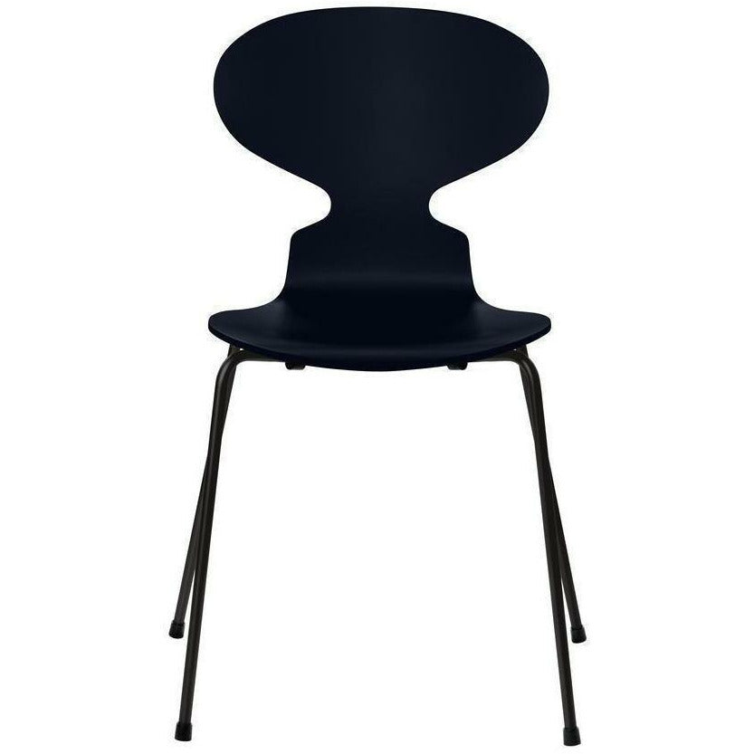 Fritz Hansen Ant -stoel gelakte middernachtblauwe schaal, zwarte basis