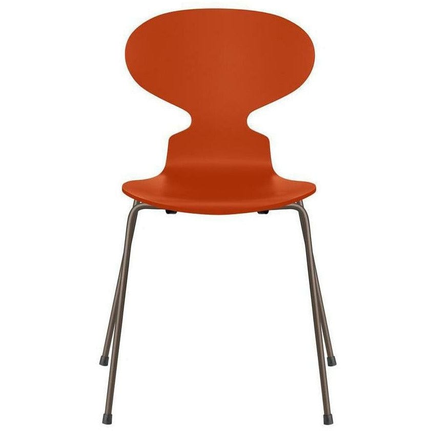 弗里茨·汉森蚂蚁椅漆的天堂橙碗，棕色青铜底座