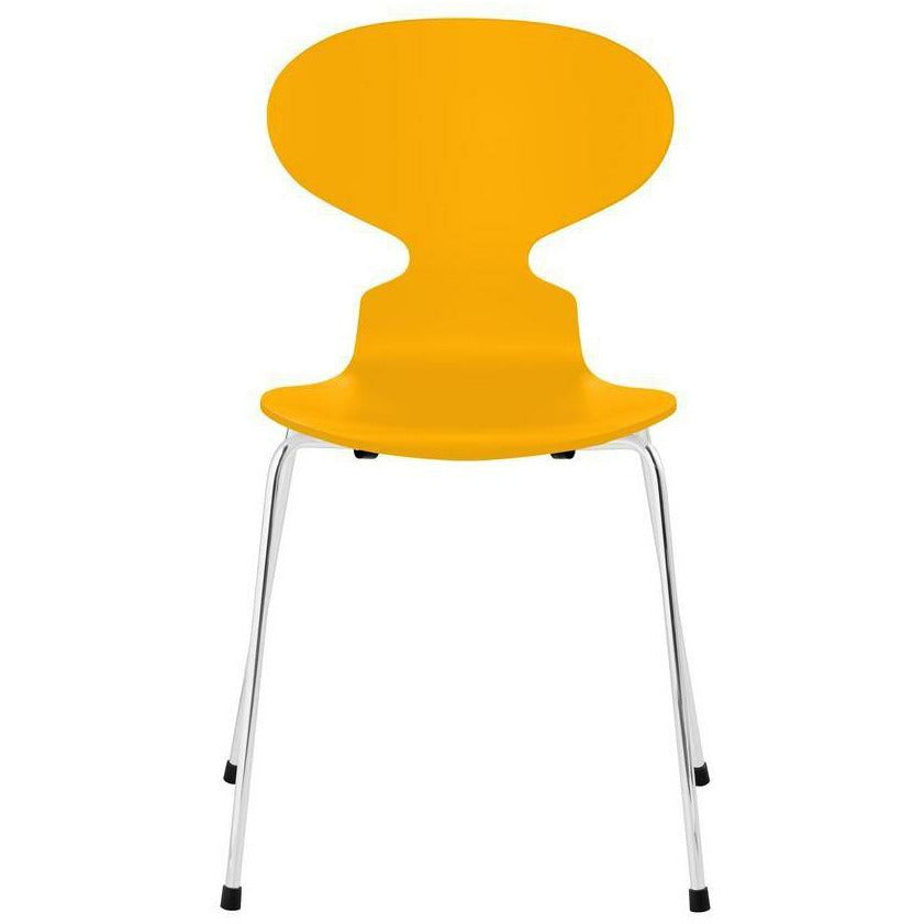 弗里茨·汉森蚂蚁椅漆的真黄色壳，镀铬钢底座