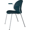 Fritz Hansen N02 Recycle stoel met armleuning verchroomd staal 4 pootged, donkerblauw