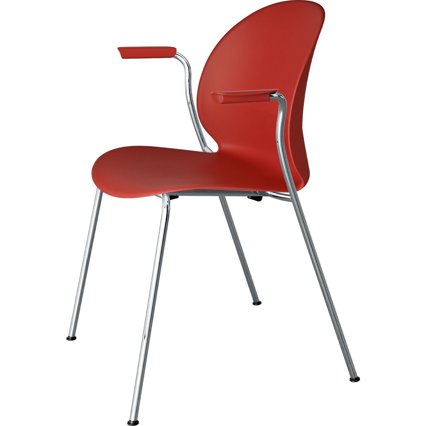 Fritz Hansen N02 RECY CHEAD CON CHIRMA CHROME CHROME ACCIAIO A 4 gambe, rosso scuro