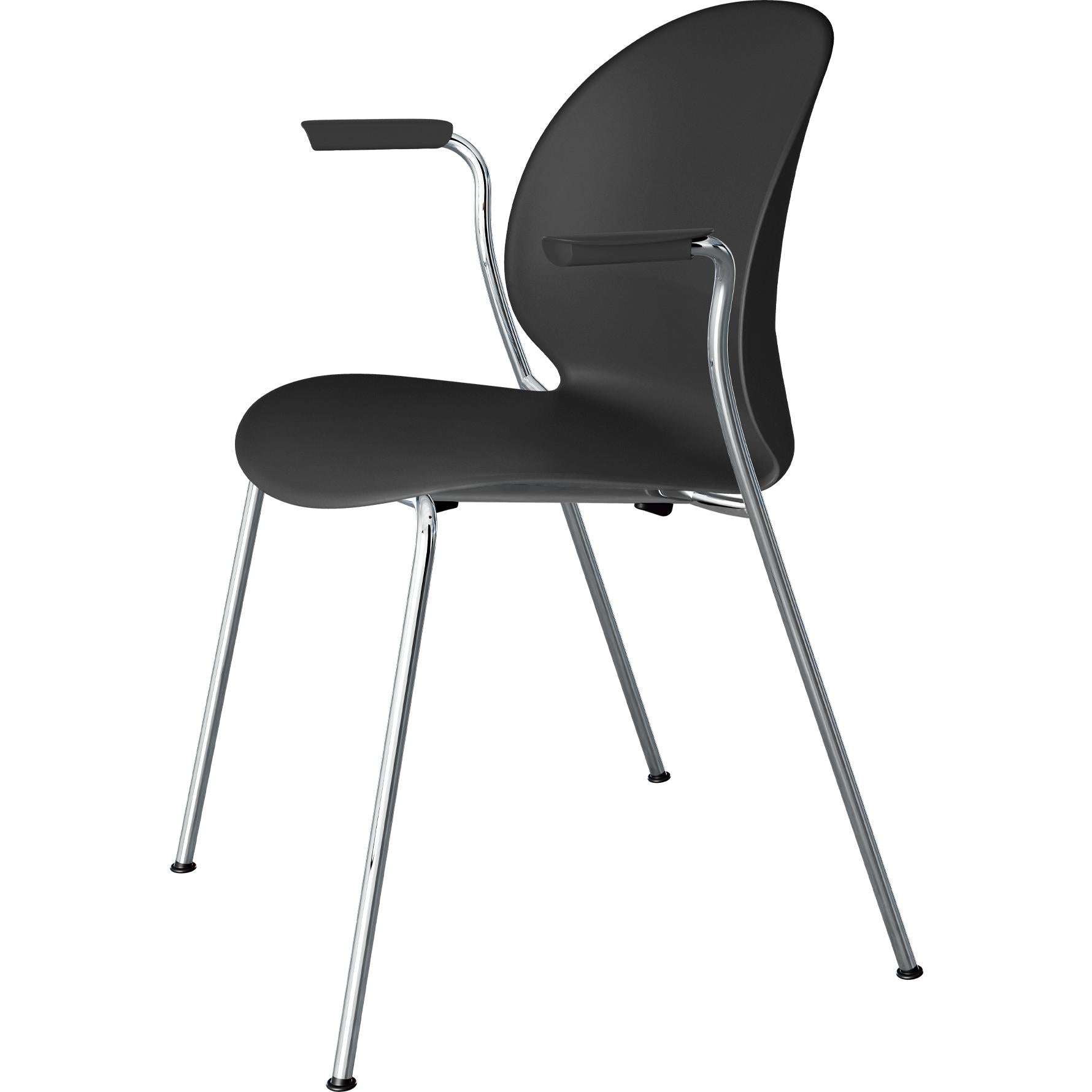 Fritz Hansen N02 Recycle stoel met armleuning verchroomd staal 4 pootged, zwart