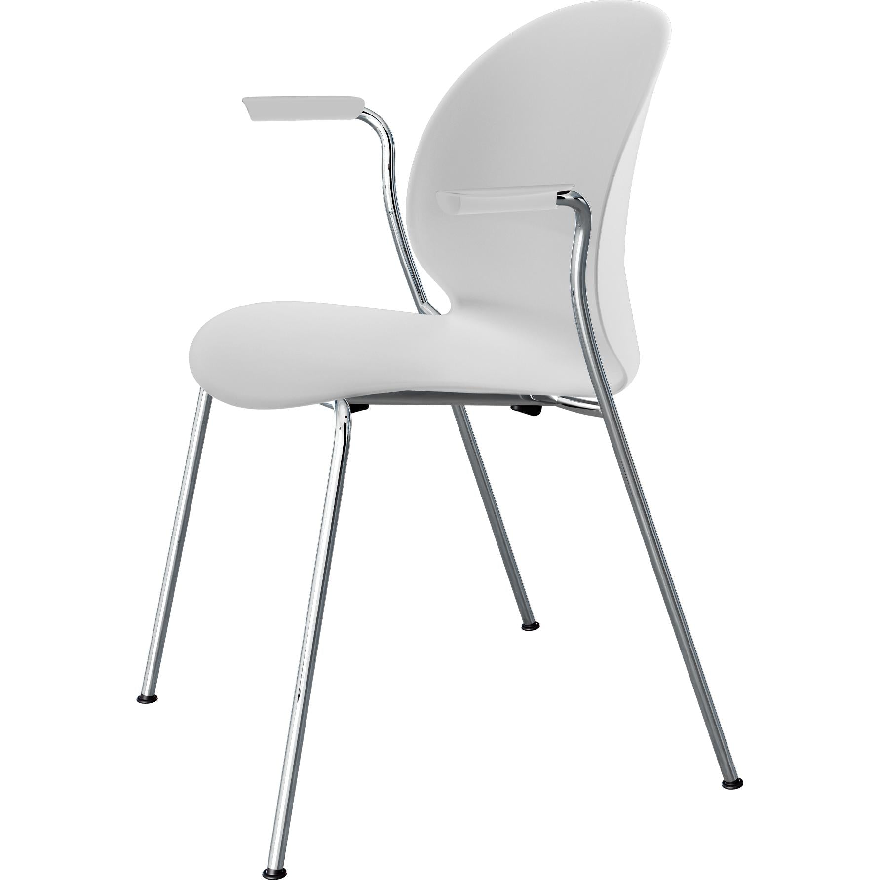 Fritz Hansen N02 Recycle stoel met armleuning verchroomd staal 4 pootged, wit, wit