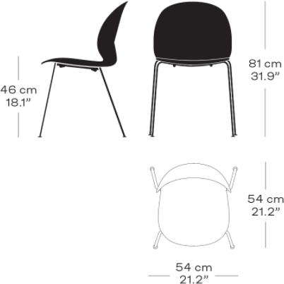 Fritz Hansen N02 Recycle Chair Monocromo 4 gambe, arancione scuro