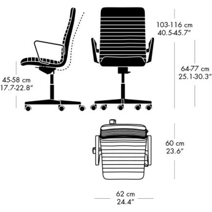 Fritz Hansen Oxford Premium Altura de tela de sillón ajustable en la parte posterior, azul/marrón