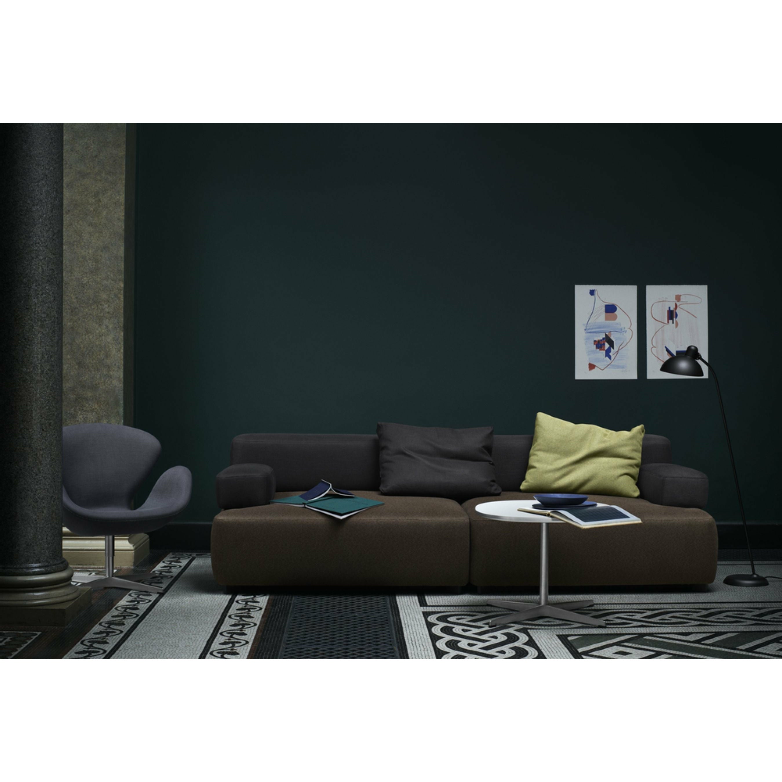 Fritz Hansen Pl240 3 Alphabet 2 Seater Sofa Christianshavn, Black Uni