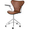 Fritz Hansen Serie 7 Swivel fauteuil voorste bekleding leer, Grace Walnut