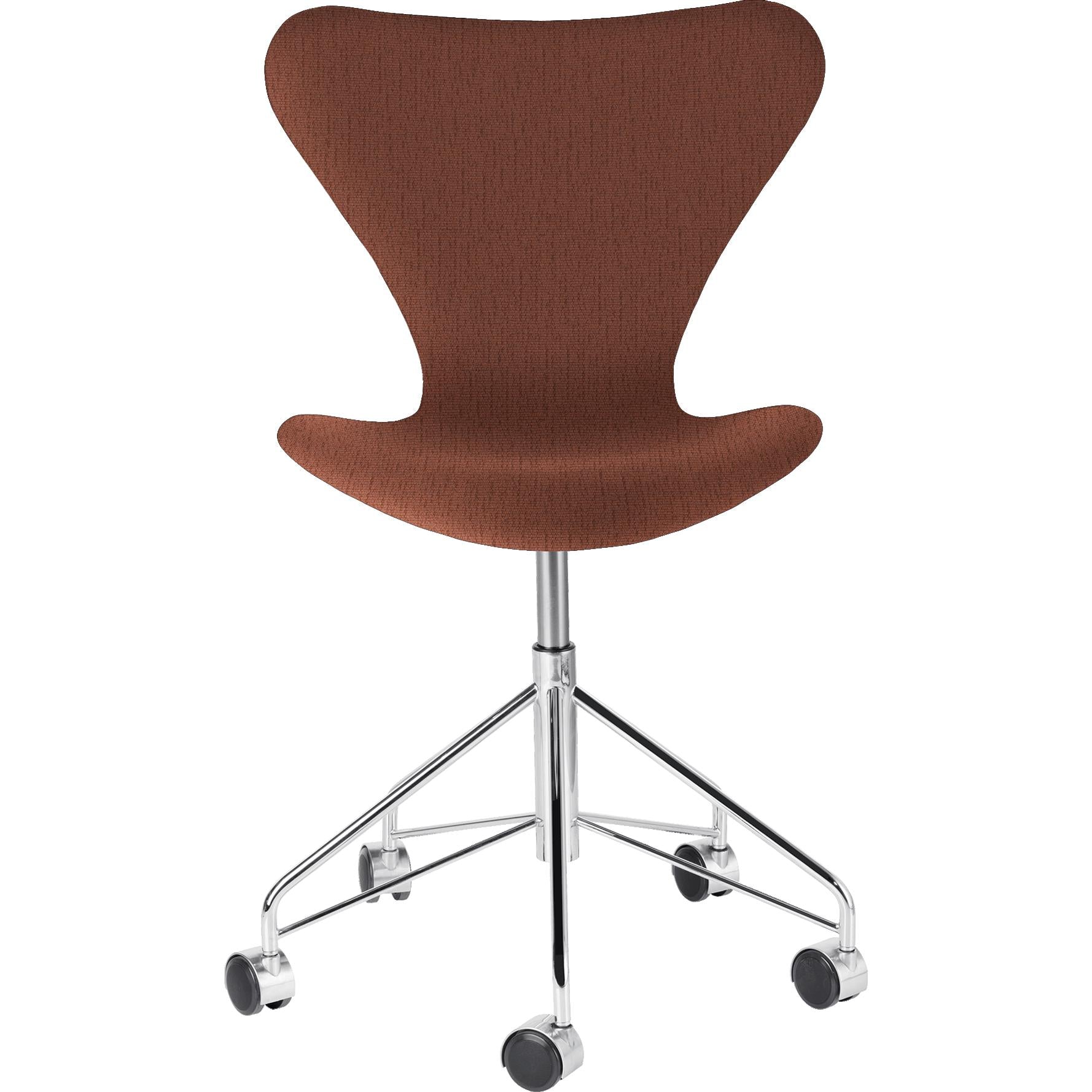 Fritz Hansen Serie 7 Swivel stoel Volledige bekledingstof Fabric Christianshavn, Orange