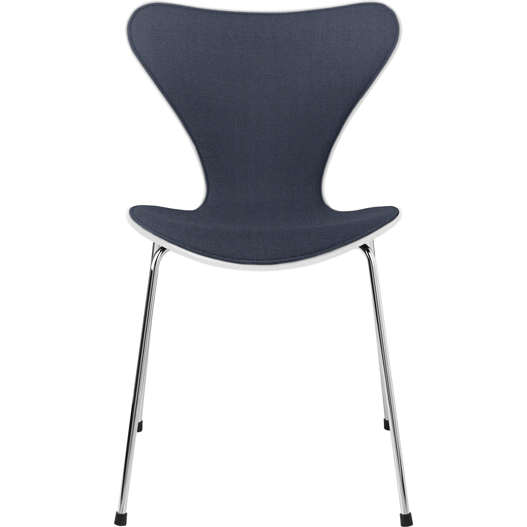 Fritz Hansen Serie 7 Stuhl Vorderseite Polsterung Stoff, Weiß/Blau