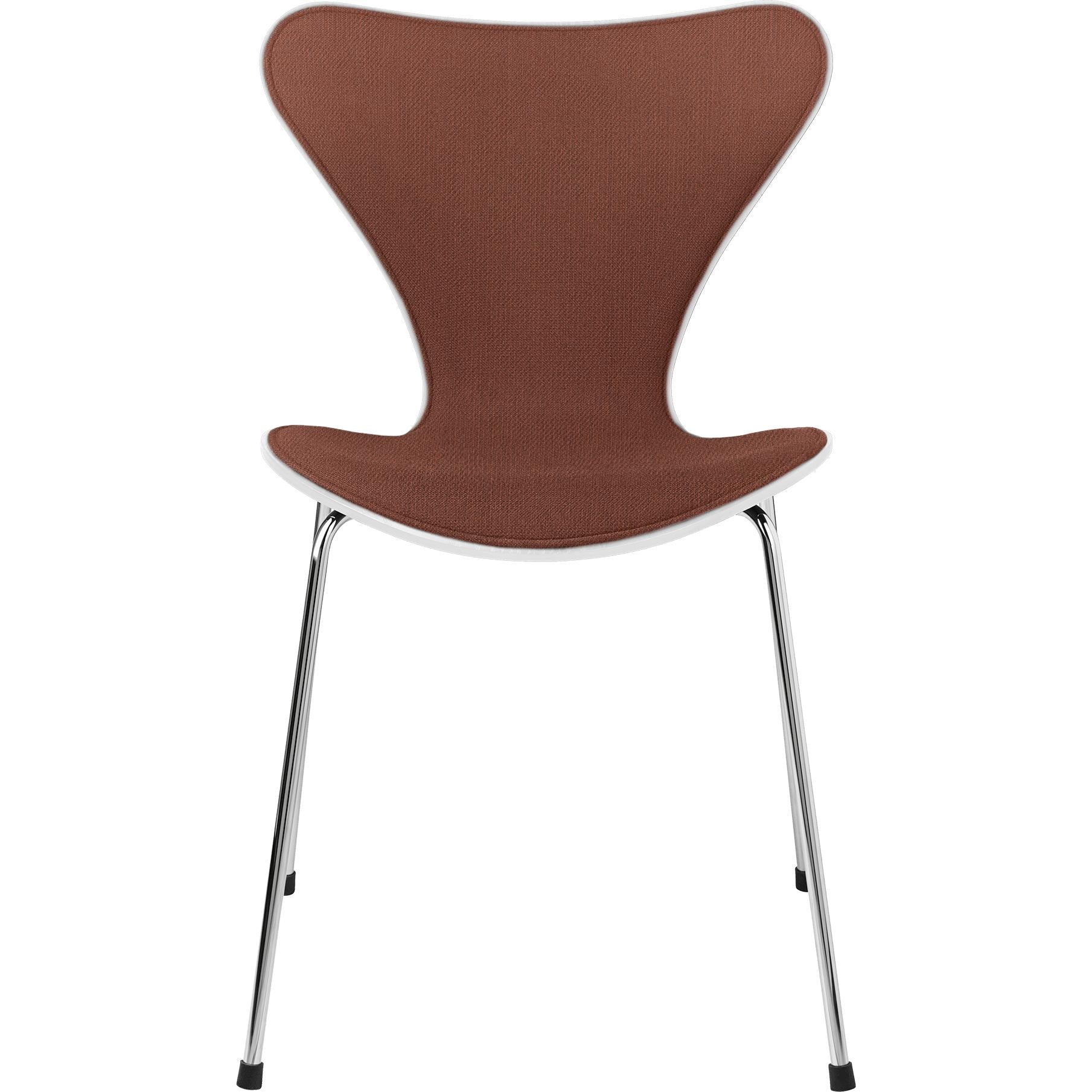 Fritz Hansen Serie 7 Stuhl Vorderseite Polsterung Stoff, Weiß/Orange