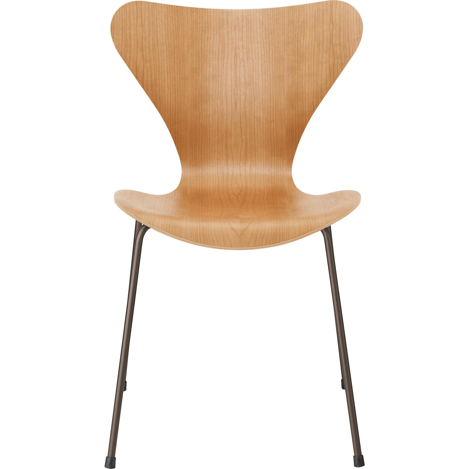 Fritz Hansen Serie 7 Stuhl Furnier Kirsche Schale, Untergestell Bronze braun