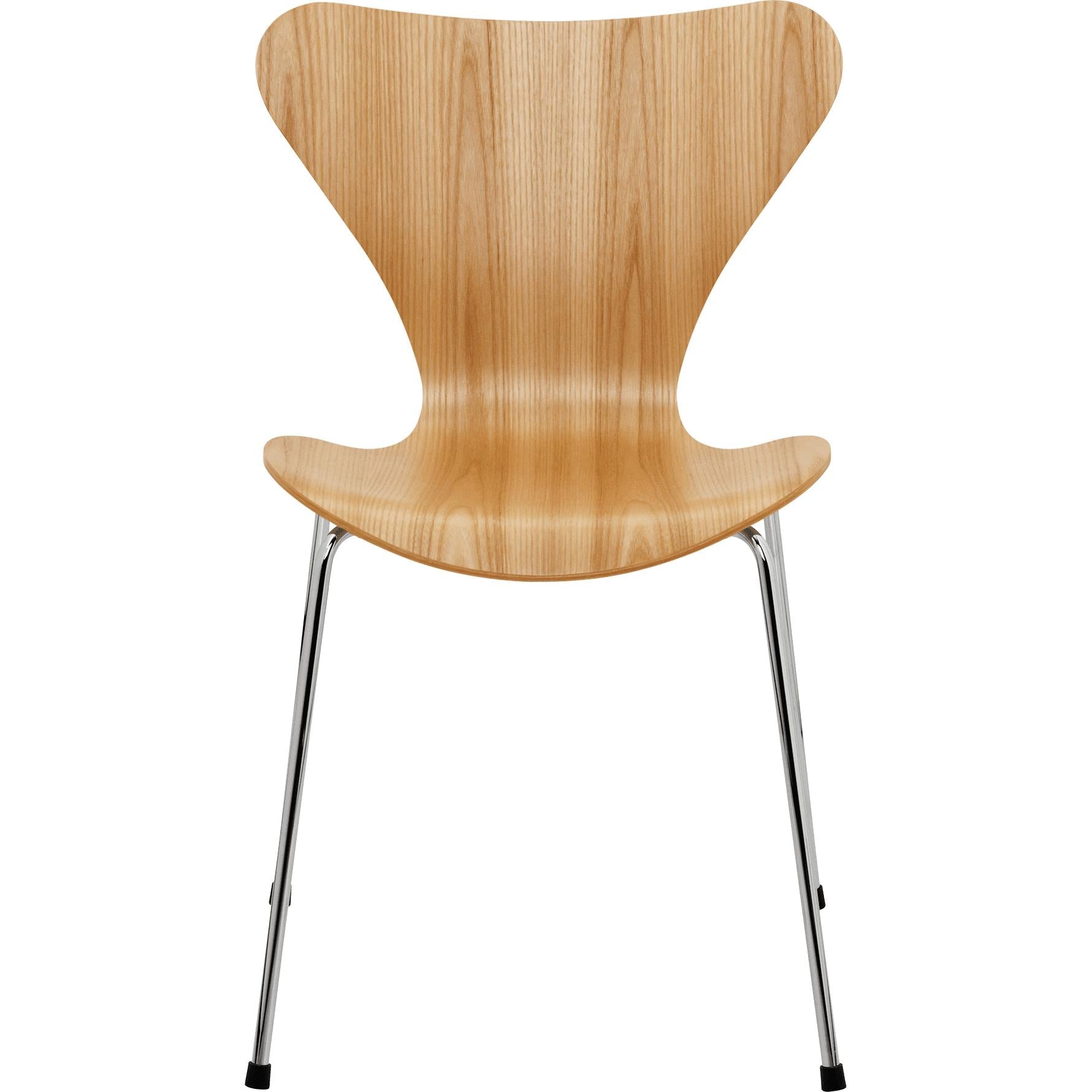 Fritz Hansen Series 7 sedia impiallacciata Elm Shell, Base in acciaio cromato