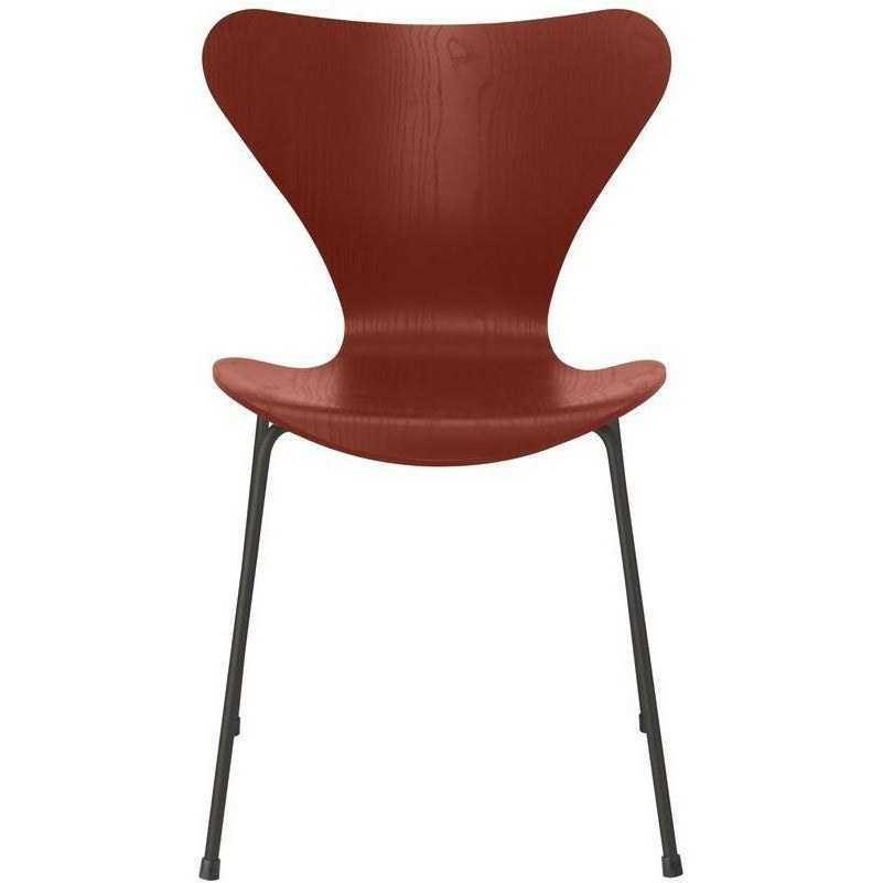 Fritz Hansen Series 7 sedia tintura di cenere veneziana ciotola rossa, base di grafite calda