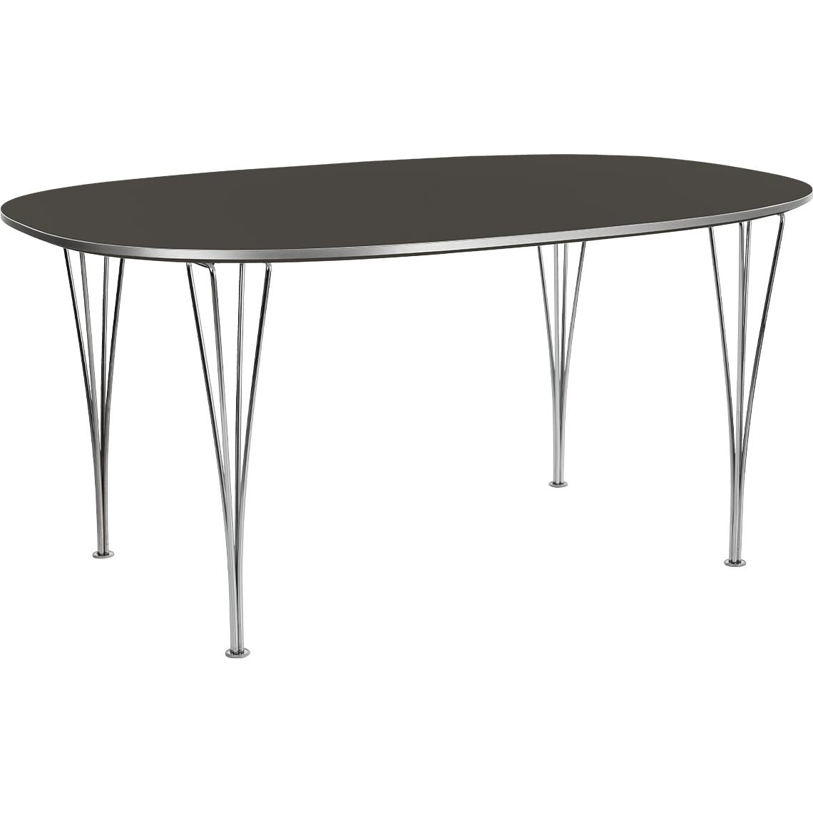 Fritz Hansen Superellipse matbord krom/grå bromfanér, 120 x180 cm