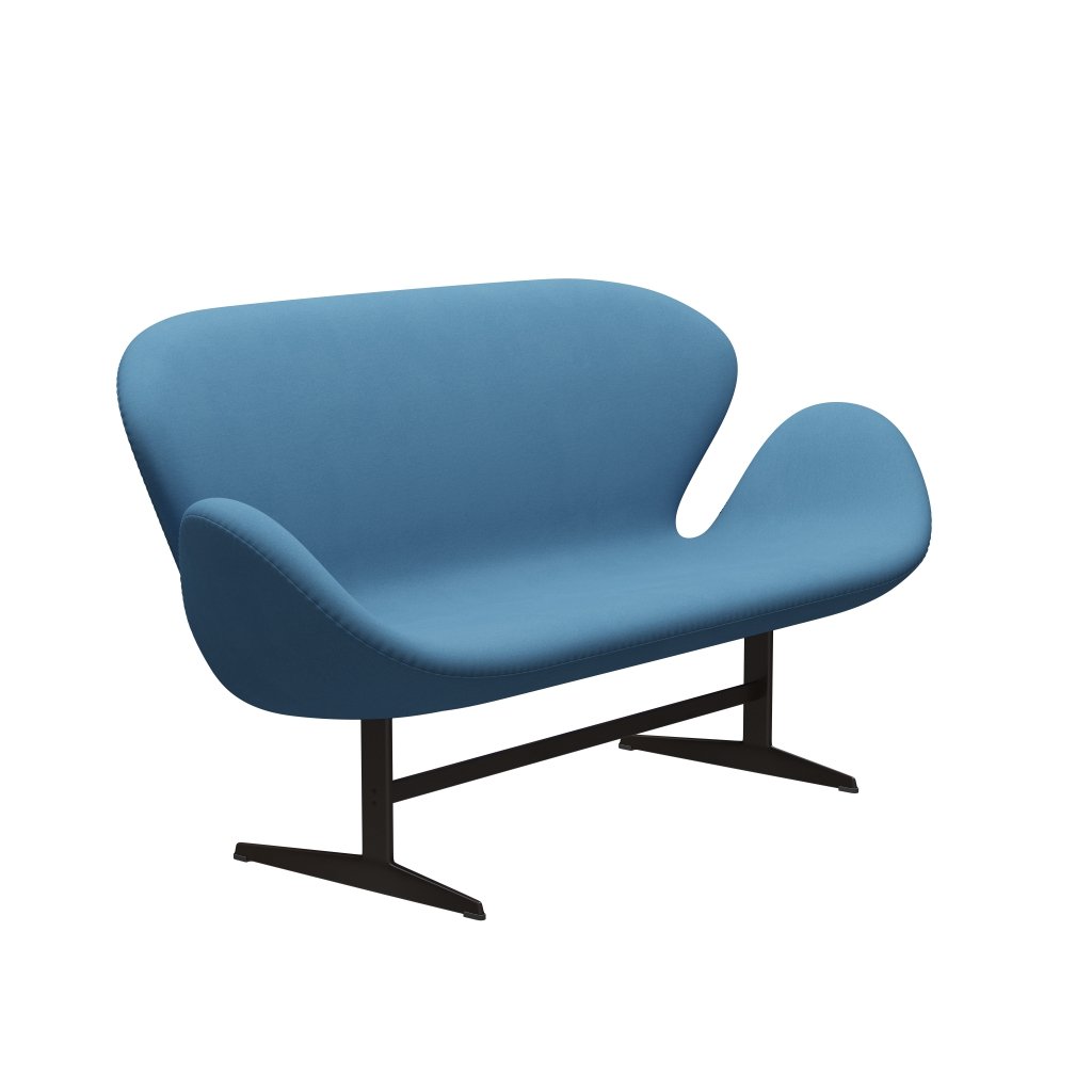 Fritz Hansen Swan Sofa 2 Sitzer, Braun Bronze/Komfort Hellblau (01124)