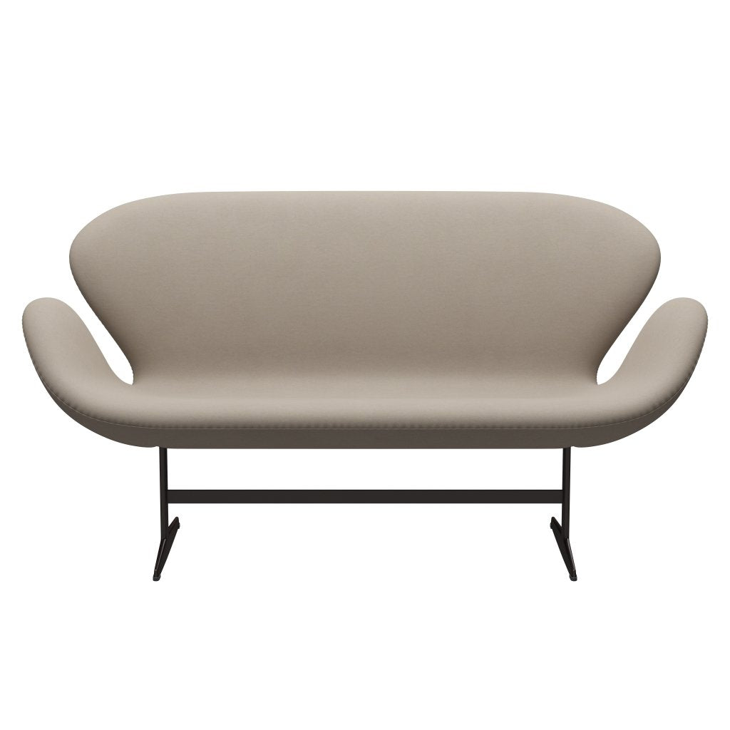 弗里茨·汉森·天鹅沙发2座，棕色青铜/舒适白色灰色