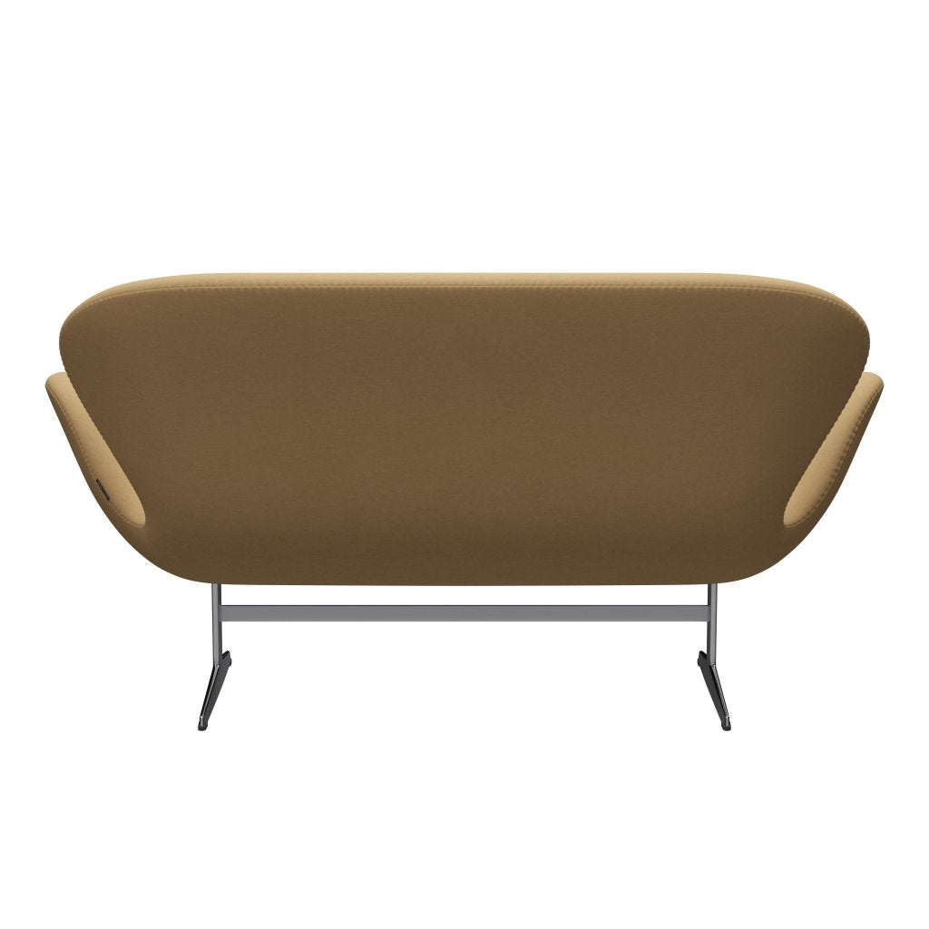 Fritz Hansen Swan Sofa 2-Sitzer, Satiniertes gebürstetes Aluminium/Komfort Beige (00280)