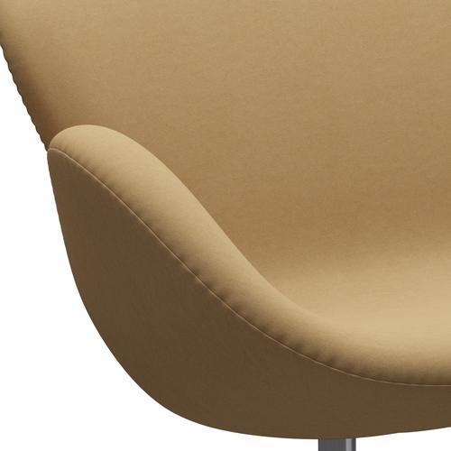 Fritz Hansen Swan Sofa 2-Sitzer, Satiniertes gebürstetes Aluminium/Komfort Beige (00280)