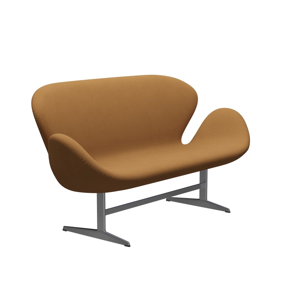 Fritz Hansen Canapé de cygne 2 places, en aluminium brossé en satin / beige confort (09084)