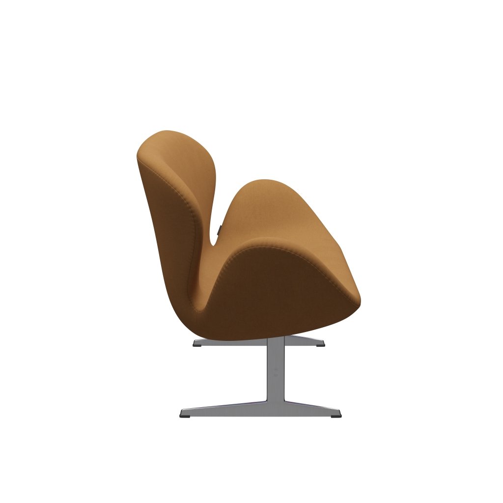 Fritz Hansen Canapé de cygne 2 places, en aluminium brossé en satin / beige confort (09084)