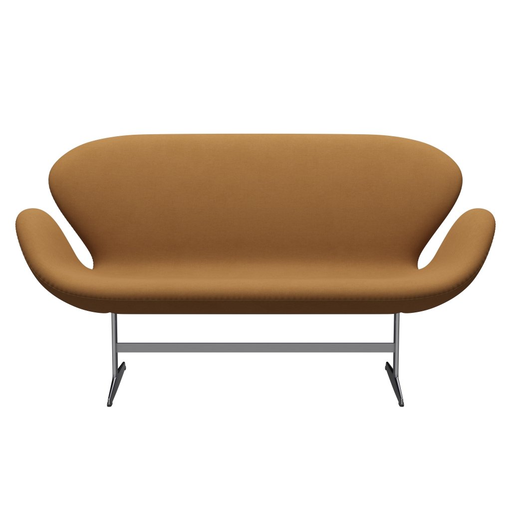 Fritz Hansen Swan Sofa 2-Sitzer, Satiniertes gebürstetes Aluminium/Komfort Beige (09084)