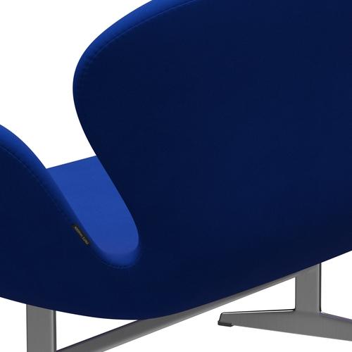 Fritz Hansen Swan divano 2 posti, alluminio spazzolato in raso/blu comfort (00035)