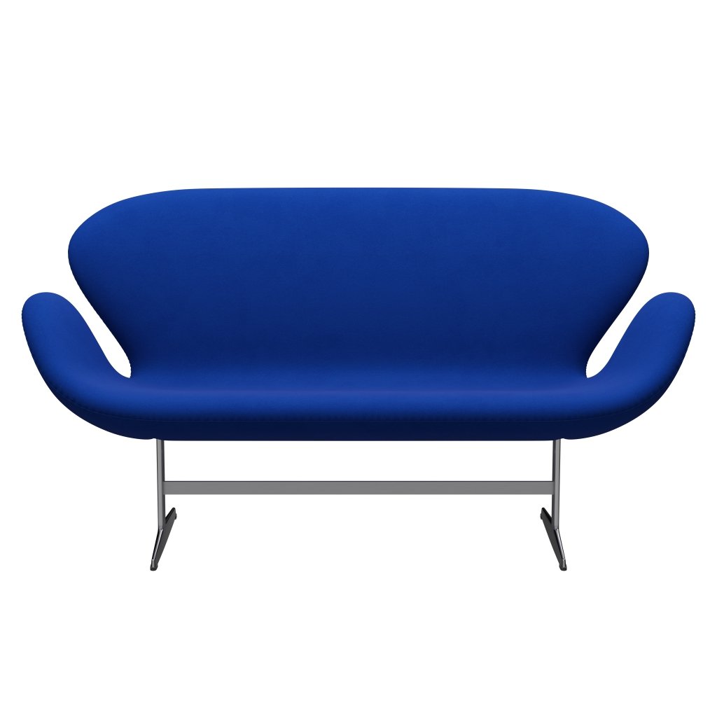 Fritz Hansen Swan Sofa 2 Seater, Satin Brushed Aluminium/Comfort Blue (00035)