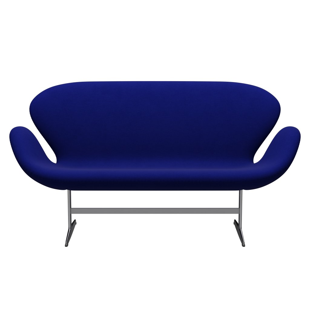 Fritz Hansen Swan Sofa 2 Seater, Satin Brushed Aluminium/Comfort Blue (66008)