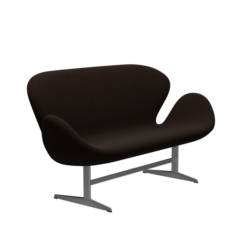 Fritz Hansen Swan divano 2 posti, alluminio spazzolato in raso/Comfort Brown (01566)