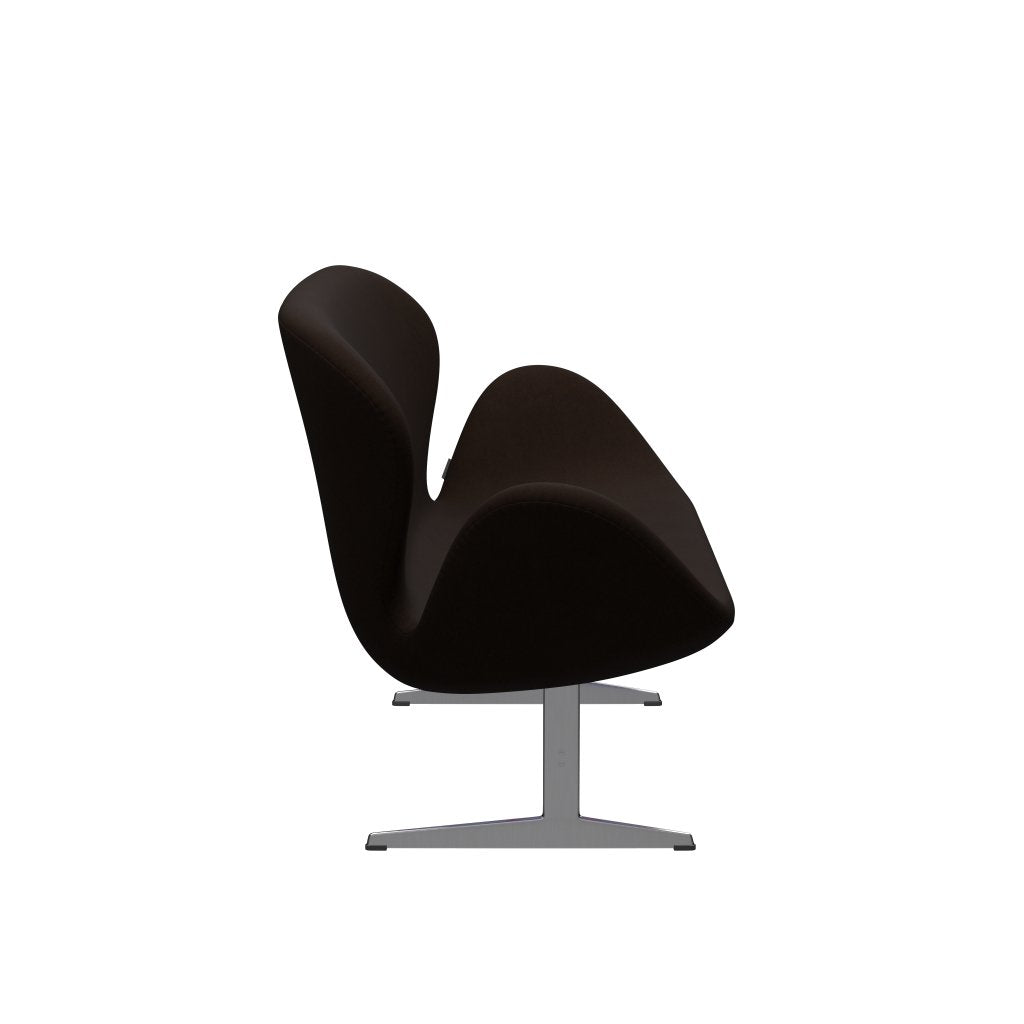 Fritz Hansen Swan divano 2 posti, alluminio spazzolato in raso/Comfort Brown (01566)