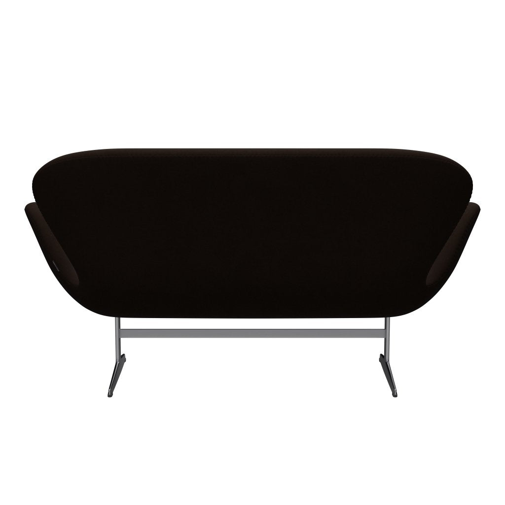 Fritz Hansen Canapé de cygne 2 places, aluminium brossé en satin / confort brun (01566)