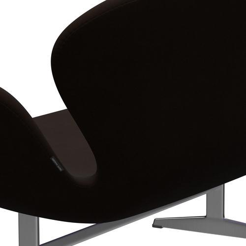 Fritz Hansen Canapé de cygne 2 places, aluminium brossé en satin / confort brun (01566)