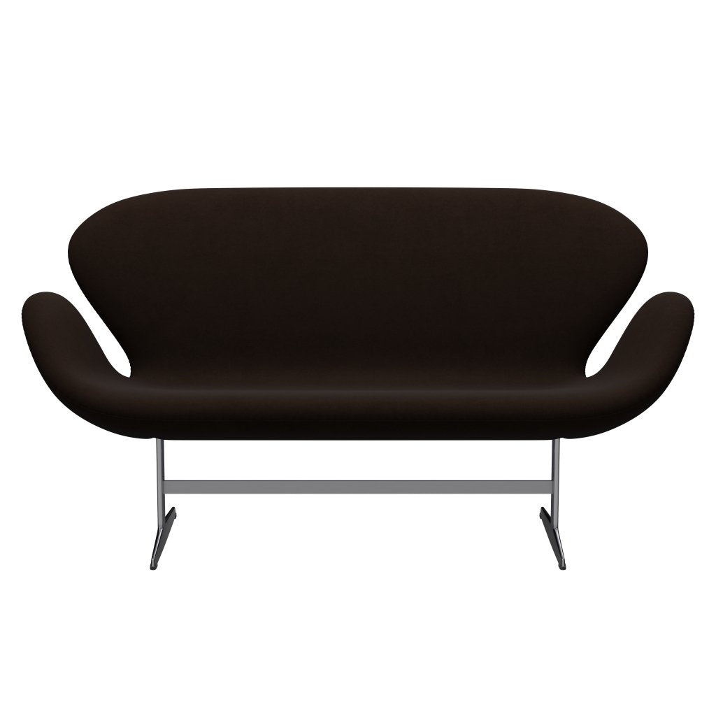 Fritz Hansen Canapé de cygne 2 places, aluminium brossé en satin / confort brun (01566)