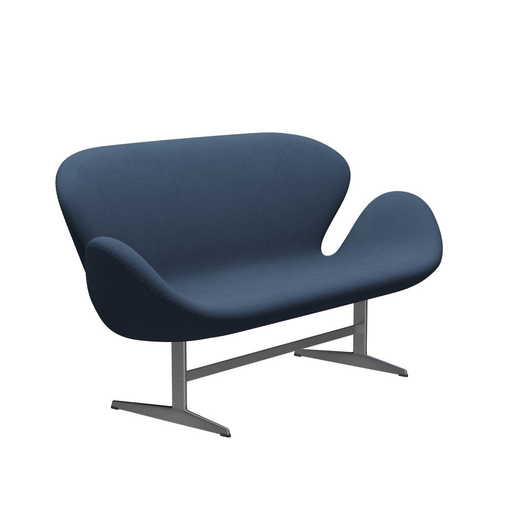 Fritz Hansen Canapé de cygne 2 places, aluminium brossé en satin / confort gris foncé (09074)