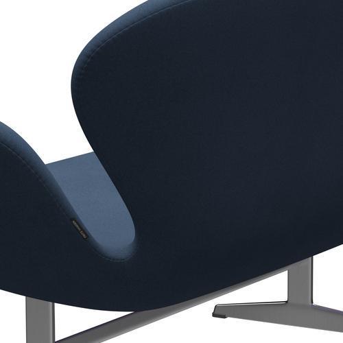 Fritz Hansen Swan Sofa 2座，缎面拉丝铝/舒适深灰色（09074）