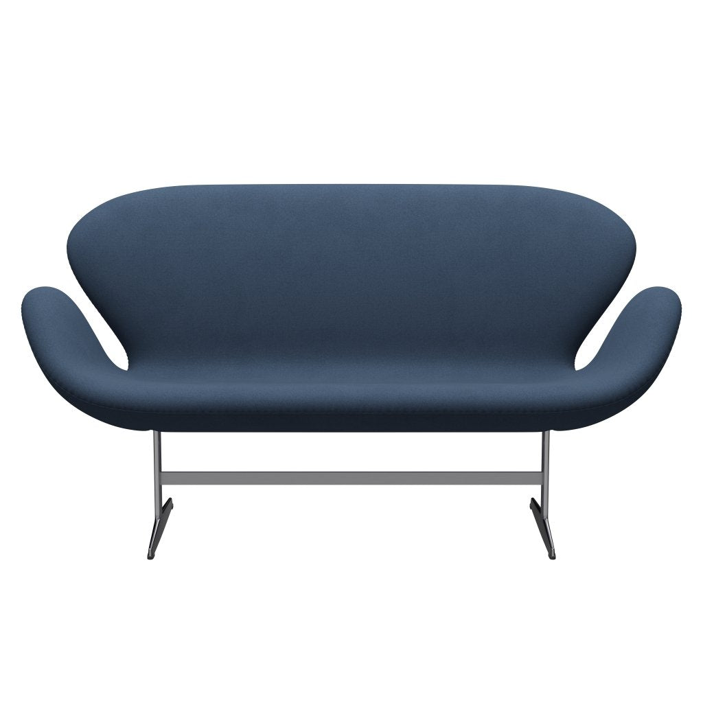 Fritz Hansen Swan Sofa 2-Sitzer, Satiniertes gebürstetes Aluminium/Komfort Dunkelgrau (09074)