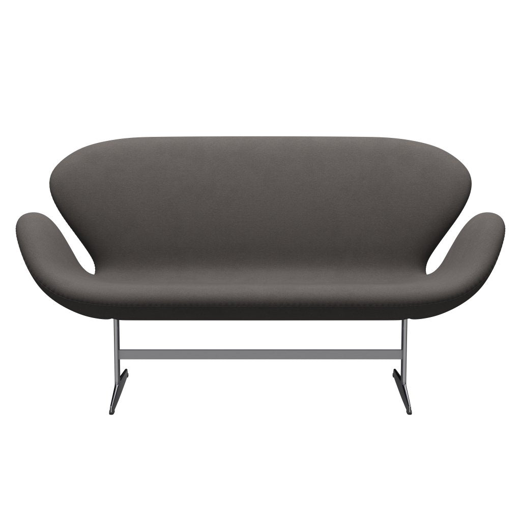 Fritz Hansen Swan Sofa 2-Sitzer, Satiniertes gebürstetes Aluminium/Komfort Dunkelgrau (60008)