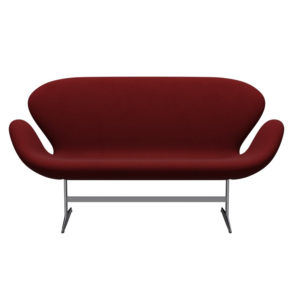 Fritz Hansen Swan divano 2 posti, alluminio spazzolato in raso/comfort rosso scuro (01153)